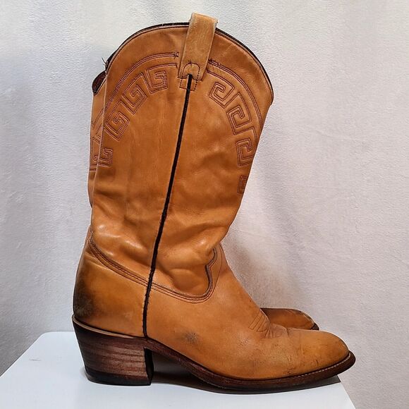 Texas Imperial Vintage Men’s Western Boots Light Brown Size 10.5 D Pre-owned - Picture 3 of 11